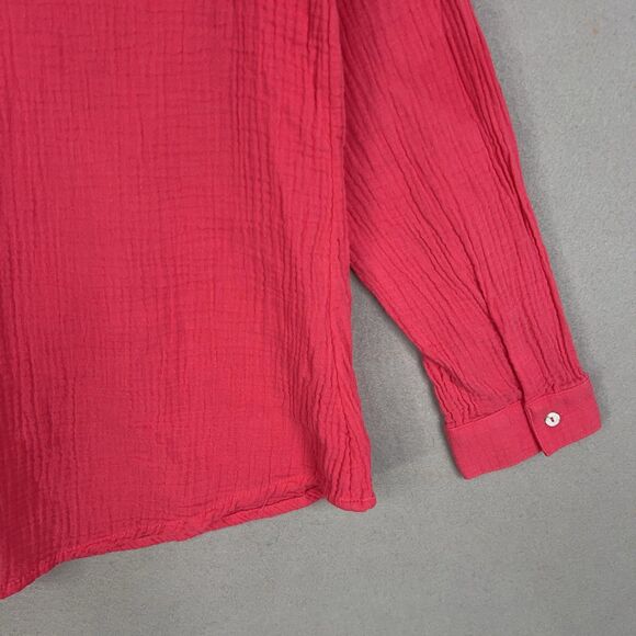 Mote Shirt Womens 2XL Pink Hot Bright Fuchsia Gauze Coastal Resort Vacation Fem - Picture 8 of 14